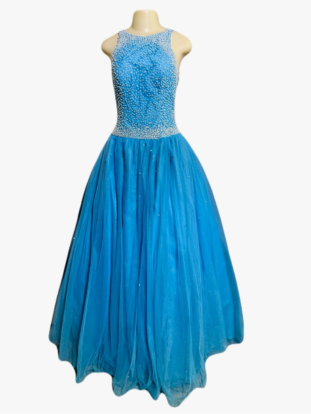 NWT Pearl Beaded Halter Dress by House of Wu Fiesta Gowns